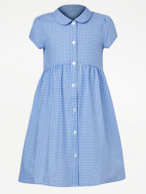 Girls Light Blue Gingham School Dress ...